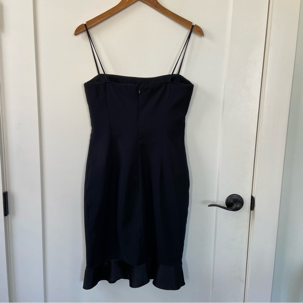 Vintage Laundry by Shelli Segal Y2K Black Spaghetti Strap Ruffle Hem Dress 6 LBD - Picture 6 of 8